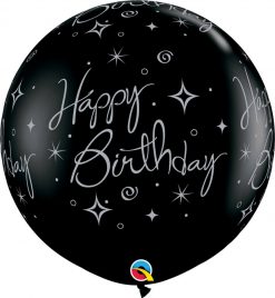 30" / 76cm Birthday Sparkles & Swirls-A-Round Asst. of Silver, Onyx Black Qualatex #53476-1