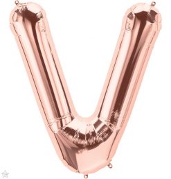 34" / 86cm Rose Gold Letter V North Star Balloons #59888