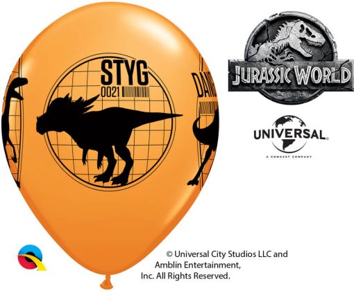 11" / 28cm 6szt Jurassic World: Fallen Kingdom Asst of Red, Yellow, Orange Qualatex #83919