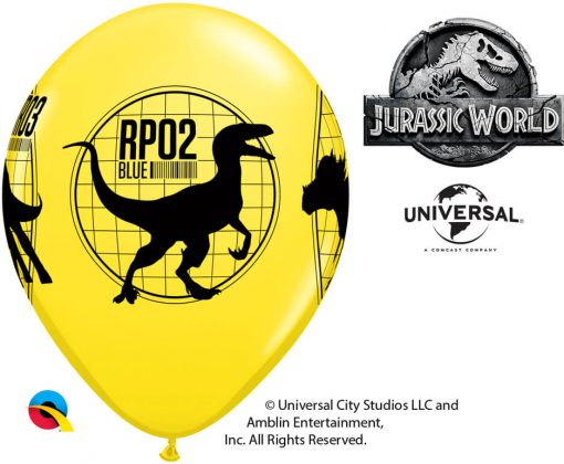 11" / 28cm 6szt Jurassic World: Fallen Kingdom Asst of Red, Yellow, Orange Qualatex #83919