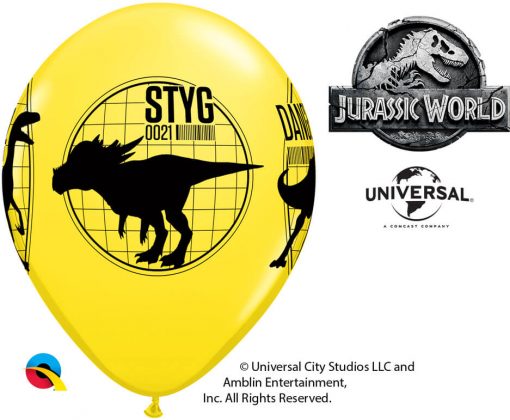 11" / 28cm 6szt Jurassic World: Fallen Kingdom Asst of Red, Yellow, Orange Qualatex #83919