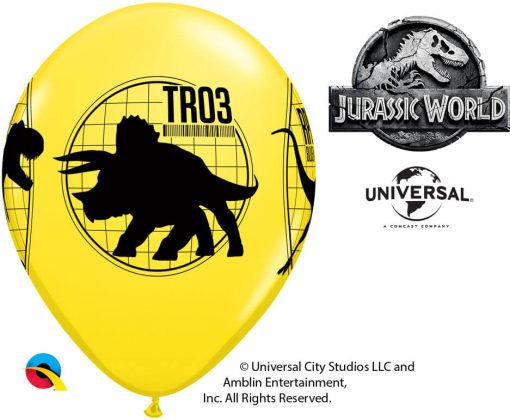 11" / 28cm 6szt Jurassic World: Fallen Kingdom Asst of Red, Yellow, Orange Qualatex #83919