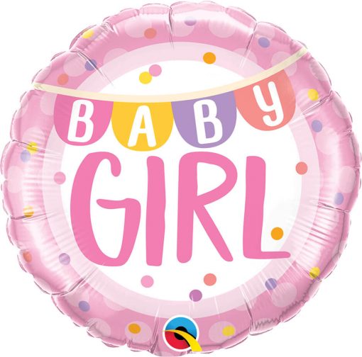 18″ / 46cm Baby Girl Banner & Dots Qualatex #85851