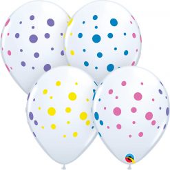 11" / 28cm Colorful Dots White Qualatex #88217-1