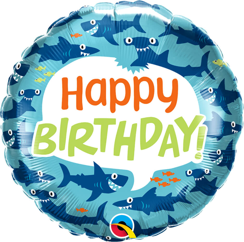 18" / 46cm Birthday Fun Sharks Qualatex #97379