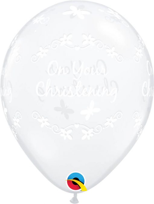 11" / 28cm Christening Butterflies Diamond Clear Qualatex #13580-1