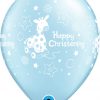 11" / 28cm Christening Soft Giraffe Pearl Light Blue Qualatex #14778-1