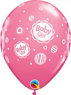 11" / 28cm 6szt Baby Girl Dots Rose Qualatex #17799