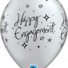 11" / 28cm 6szt Engagement Elegant Sparkles Silver Qualatex #18063