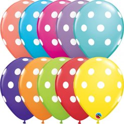 11" / 28cm 6szt Big Polka Dots Retail Assortment Qualatex #18064