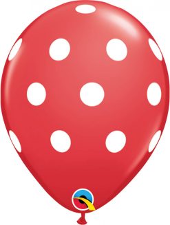 11" / 28cm 6szt Big Polka Dots Red w/White Ink Qualatex #18074