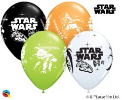 11" / 28cm Darth Vader & Yoda™ Asst of White, Lime Green, Onyx Black, Orange Qualatex #18666-1