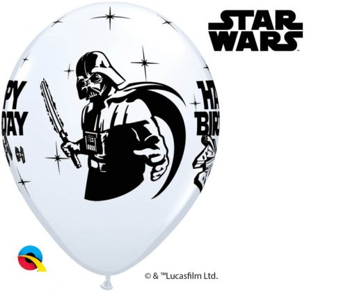 11" / 28cm Star Wars Birthday Asst of White, Lime Green, Onyx Black, Orange Qualatex #18669-1