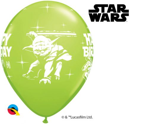 11" / 28cm Star Wars Birthday Asst of White, Lime Green, Onyx Black, Orange Qualatex #18669-1