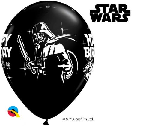 11" / 28cm Star Wars Birthday Asst of White, Lime Green, Onyx Black, Orange Qualatex #18669-1