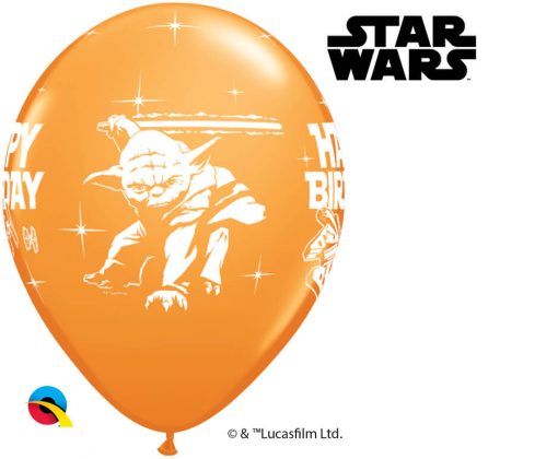 11" / 28cm Star Wars Birthday Asst of White, Lime Green, Onyx Black, Orange Qualatex #18669-1