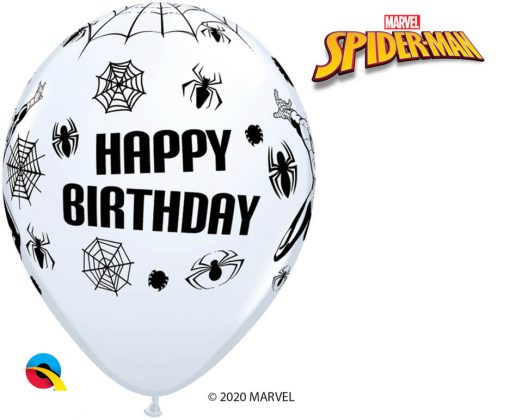 11" / 28cm MARVEL'S Spider-Man Birthday Asst of Red, White, Yellow, Robin's Egg Blue Qualatex #18672-1