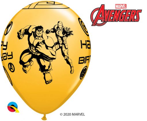 11" / 28cm MARVEL'S Avengers Assemble™ Birthday Assot of Red, Lime Green, Goldenrod, Robin's Egg Blue Qualatex #18674-1