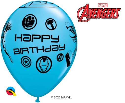 11" / 28cm MARVEL'S Avengers Assemble™ Birthday Assot of Red, Lime Green, Goldenrod, Robin's Egg Blue Qualatex #18674-1