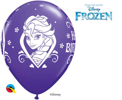 11" / 28cm Disney Frozen Birthday Asst of Wild Berry, Purple Violet, Caribbean Blue, Robin's Egg Blue Qualatex #18676-1