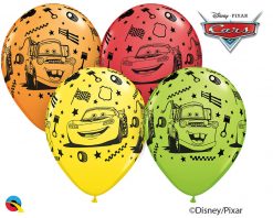 11" / 28cm Disney•Pixar Lightning McQueen & Mater Asst of Red, Lime Green, Yellow, Orange Qualatex #18706-1