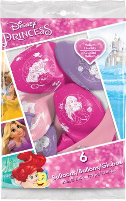 12" / 30cm 6szt Disney Princess Cameos Asst of Wild Berry, Pink, Spring Lilac Qualatex #19229