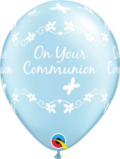 11" / 28cm Communion Butterflies Pearl Light Blue Qualatex #25063-1