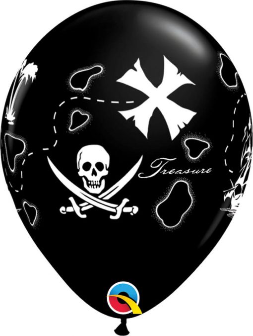 11" / 28cm Pirate's Treasure Map Onyx Black Qualatex #37234-1