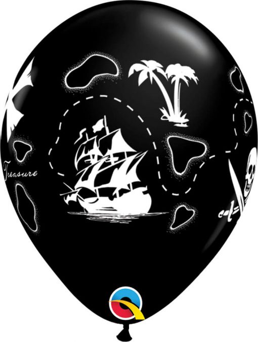 11" / 28cm Pirate's Treasure Map Onyx Black Qualatex #37234-1