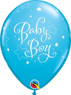 11" / 28cm 6szt Baby Boy Stars Robin's Egg Blue Qualatex #43001