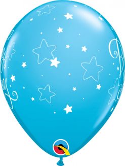 11" / 28cm 6szt Baby Boy Stars Robin's Egg Blue Qualatex #43001