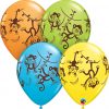 11" / 28cm Mischievous Monkeys Asst of Lime Green, Yellow, Orange, Robin's Egg Blue Qualatex #49276-1