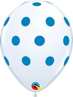 11" / 28cm Big Polka White w/Blue Ink Qualatex #52967-1