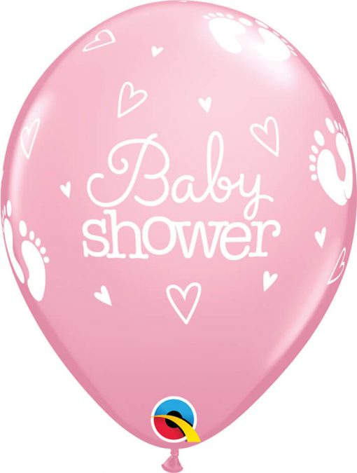 11" / 28cm Baby Shower Footprints & Hearts Pastel Asst Qualatex #54163-1