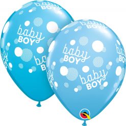 11" / 28cm Baby Boy Dots-A-Round Asst of Pale Blue, Robin's Egg Blue Qualatex #55988-1