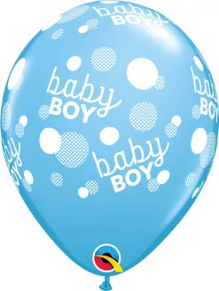 11" / 28cm 6szt Baby Boy Dots-A-Round Pale Blue Qualatex #57604