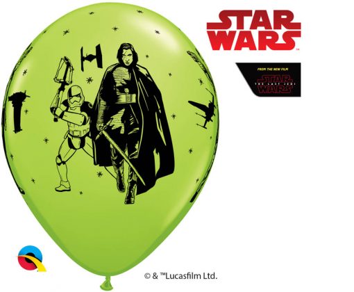 12" / 30cm 6szt Star Wars: The Last Jedi Asst of Red, Lime Green, Robin's Egg Blue Qualatex #57625