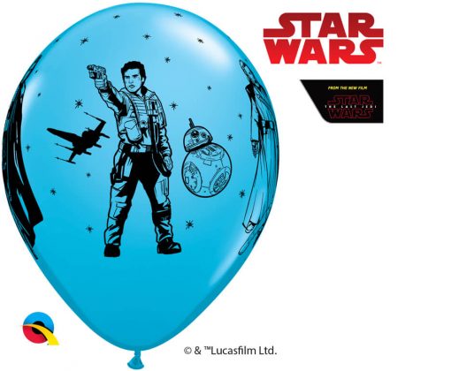 12" / 30cm 6szt Star Wars: The Last Jedi Asst of Red, Lime Green, Robin's Egg Blue Qualatex #57625