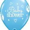 11" / 28cm Baby Shower Footprints & Hearts Pale Blue Qualatex #58371-1