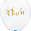 11" / 28cm Simply Cheers Diamond Clear w/Gold Ink Qualatex #90957-1