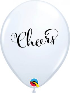 11" / 28cm Simply Cheers White w/Black Ink Qualatex #90992-1