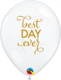 11" / 28cm Simply Best Day Ever Diamond Clear w/Gold Ink Qualatex #91019-1