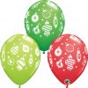 11" / 28cm Christmas Ornaments & Dots Asst of Red, Lime Green, Spring Green Qualatex #55240-1