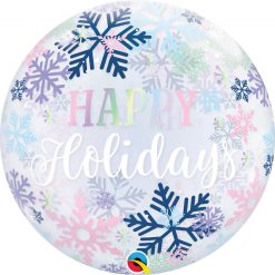 22" / 56cm Happy Holidays Snowflakes Qualatex #14834