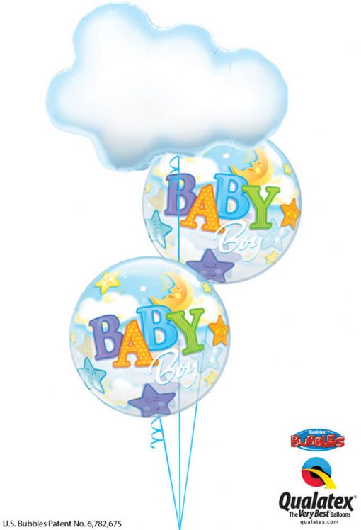 Bukiet 1214 Baby Boy Clouds, Stars, & Moon Qualatex #78553 23597-2