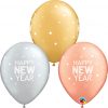 11" / 28cm New Year Sparkle & Dots Asst of Gold, Silver, Rose Gold Qualatex #97326-1