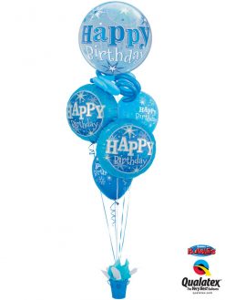 Bukiet 1145 Blue Sparkle Birthday Basket Qualatex #48433 37919-2 17936-2