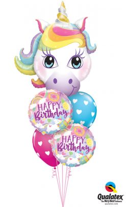 Bukiet 1263 Unicorns & Birthday Hearts Qualatex #57352 88010-2 78707-2