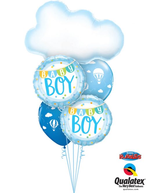 Bukiet 1236 Welcome Baby Boy Hot Air Balloon Qualatex #78654 85901-2 86560-2