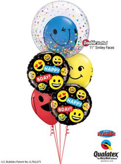 Bukiet 1260 Confetti Bubble Birthday Smileys Qualatex #57791 78718-2 85705-3